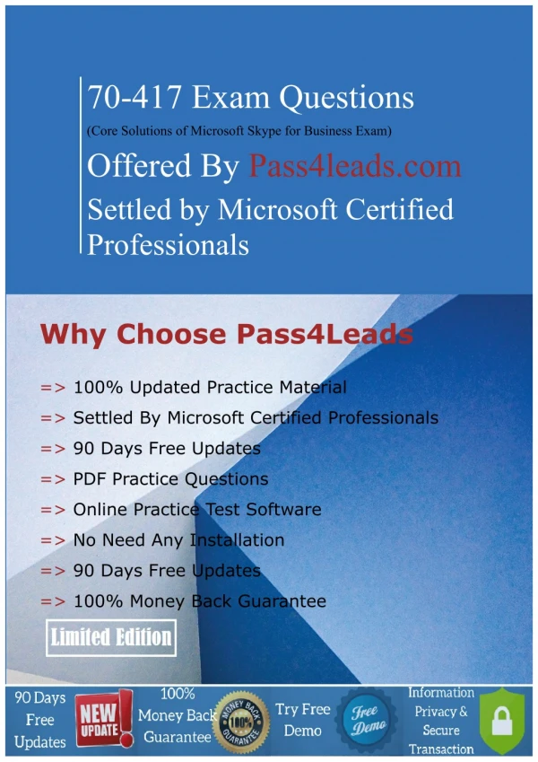 Pass Microsoft 70-417 Exam Questions - Experts Are Here To Help You!