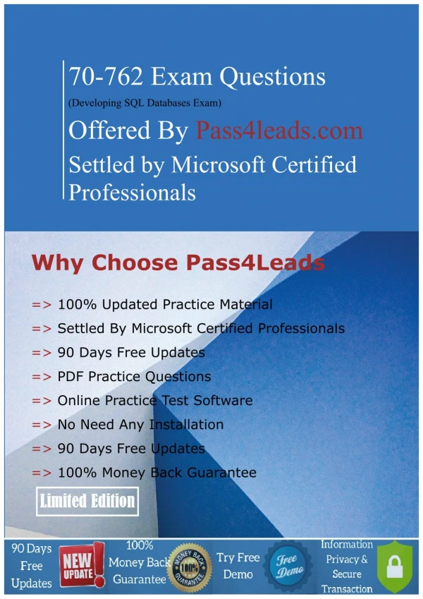 Valid (2018) Microsoft 70-762 MCP Exam Questions For Guaranteed Success