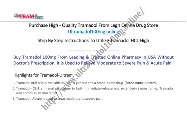 Tramadol Uses and Side Effects | Buy Ultram Online No Prescription