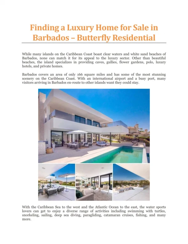 Finding a Luxury Home for Sale in Barbados - Butterfly Residential