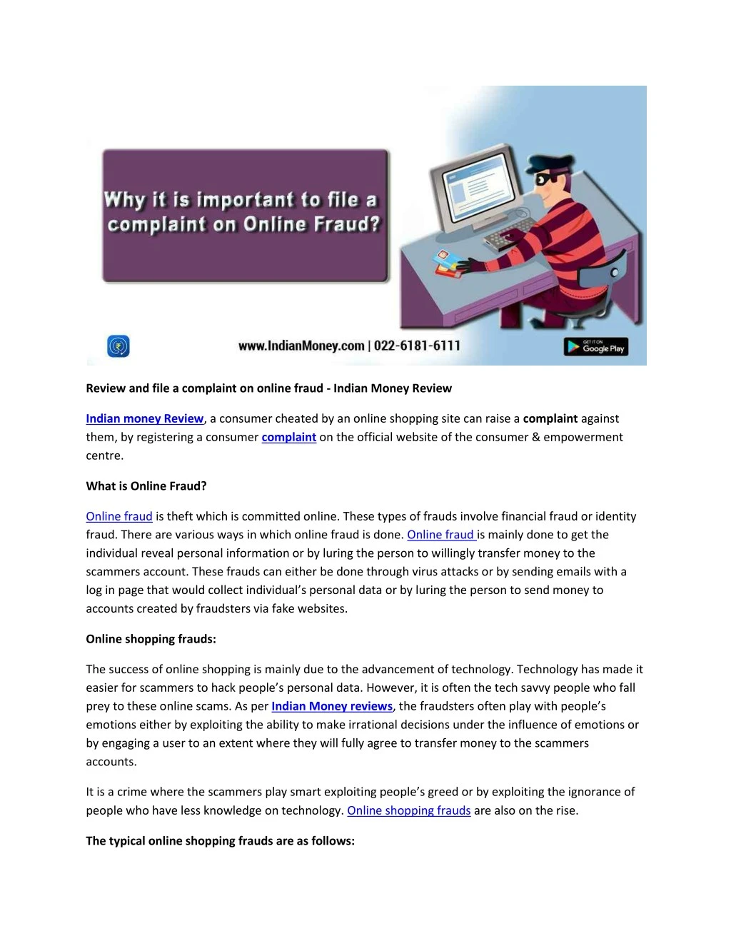 review and file a complaint on online fraud