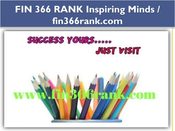 FIN 366 RANK Inspiring Minds / fin366rank.com
