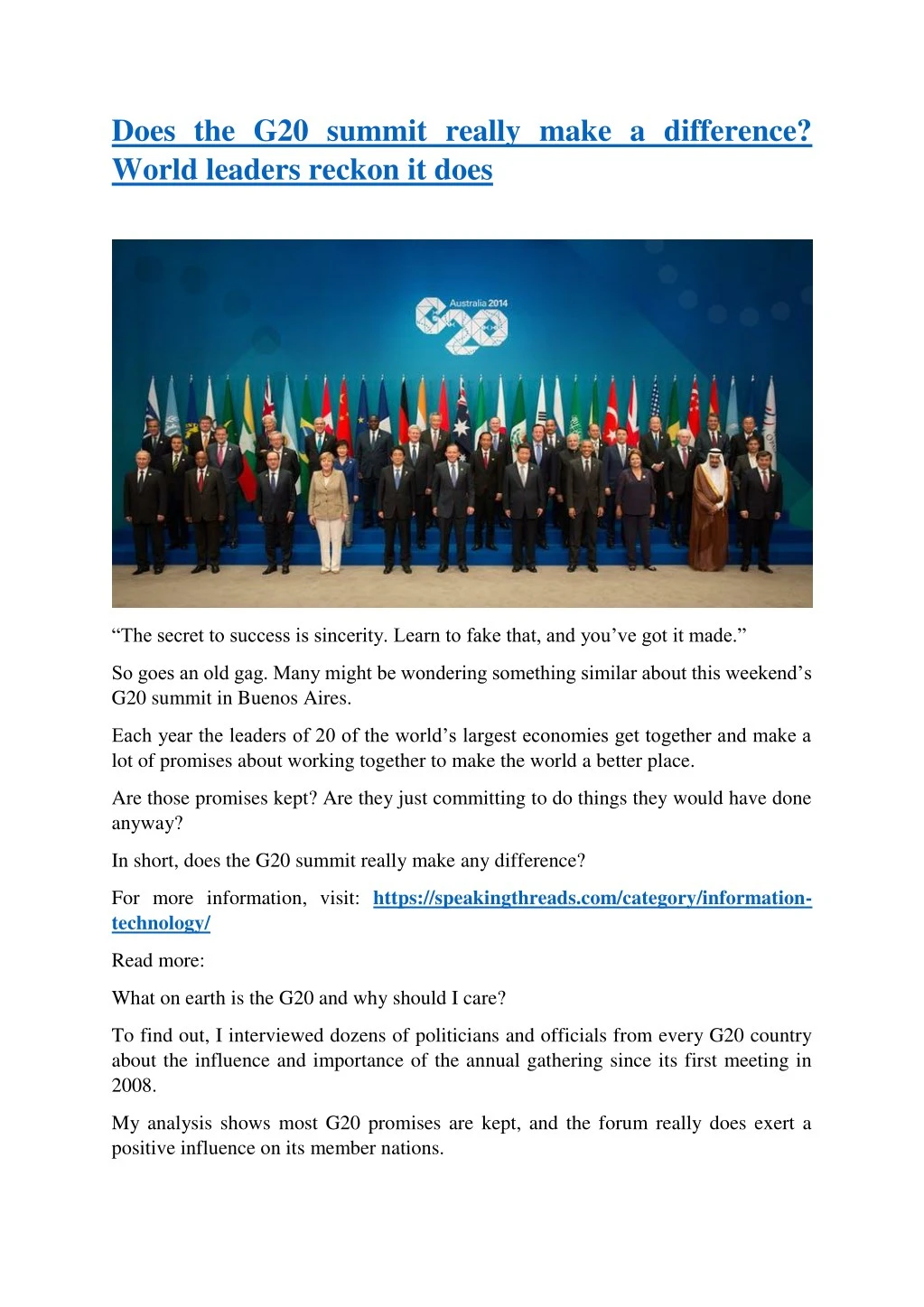 does the g20 summit really make a difference