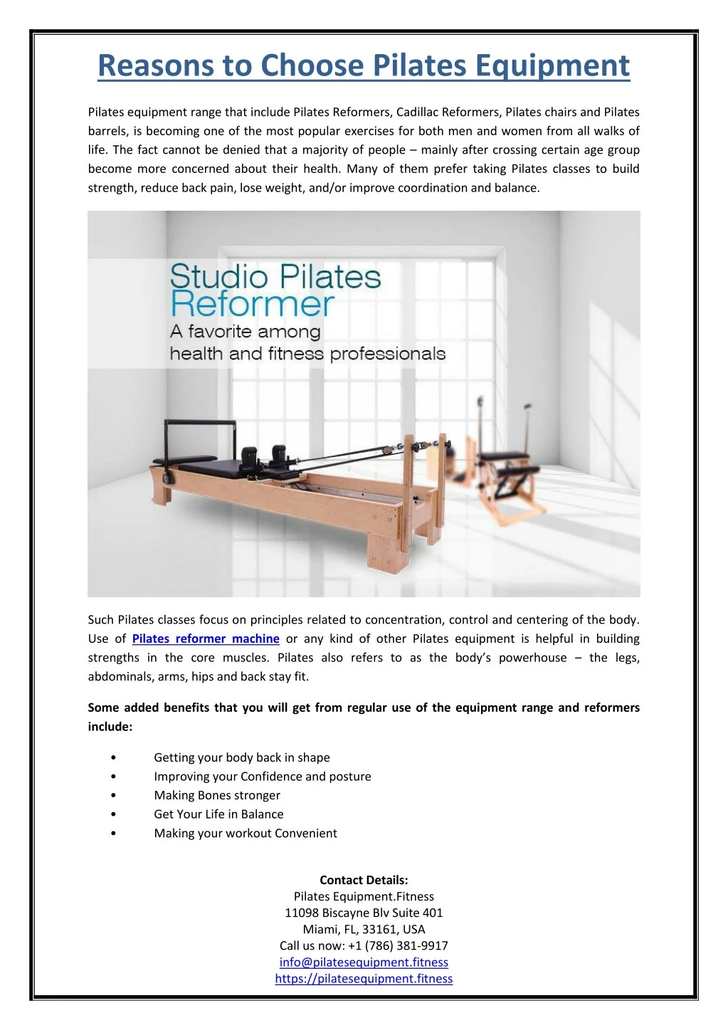 reasons to choose pilates equipment