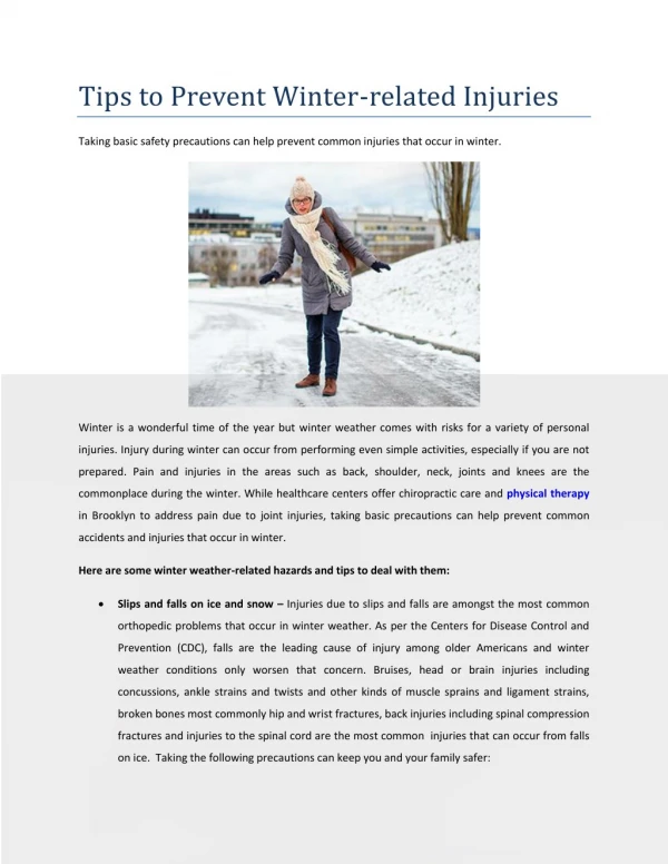 Tips to Prevent Winter-related Injuries