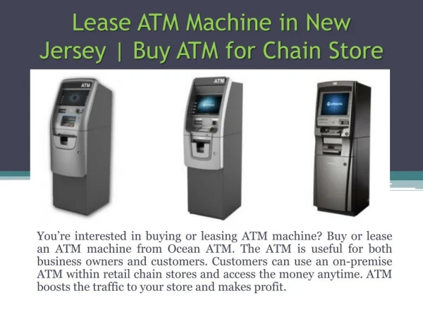 Lease ATM Machine in New Jersey | Buy ATM for Chain Store | Ocean ATM