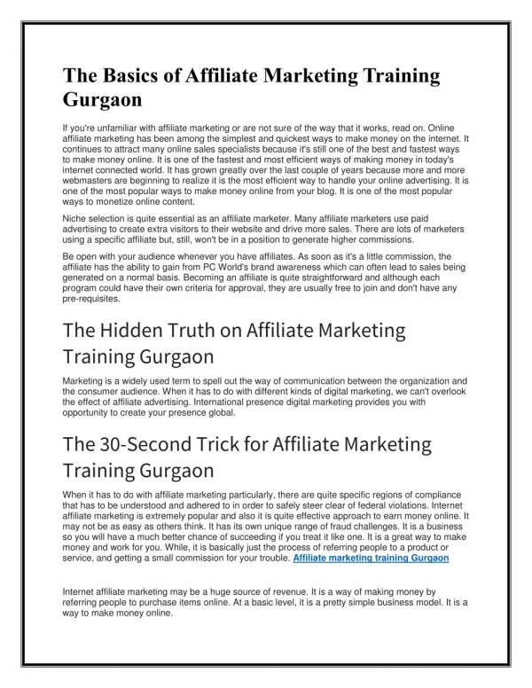 Affiliate marketing training Gurgaon