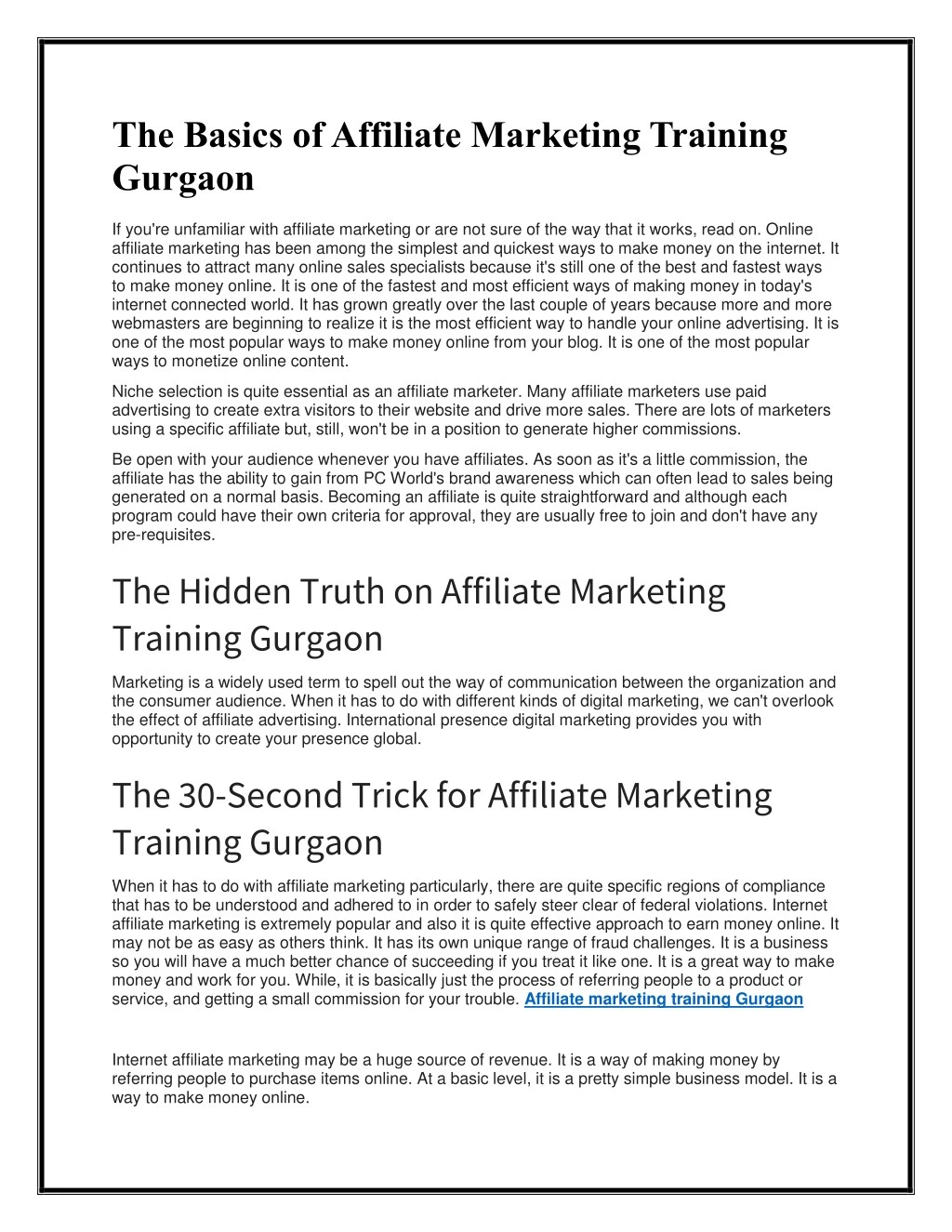 the basics of affiliate marketing training gurgaon