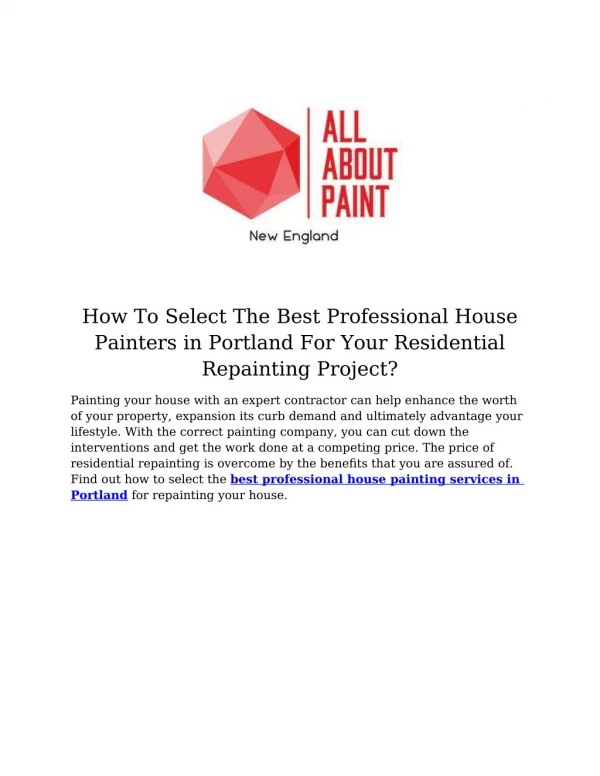 How To Select The Best Professional House Painters in Portland For Your Residential Repainting Project?