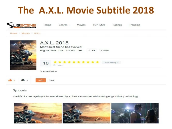 The A.X.L. Movie Subtitle 2018