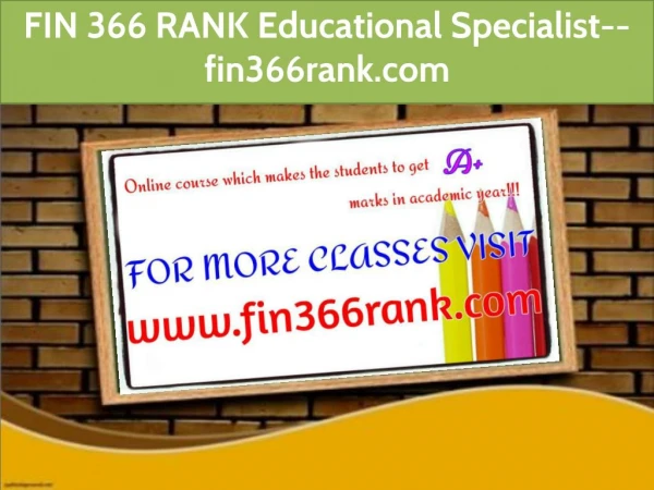 FIN 366 RANK Educational Specialist--fin366rank.com