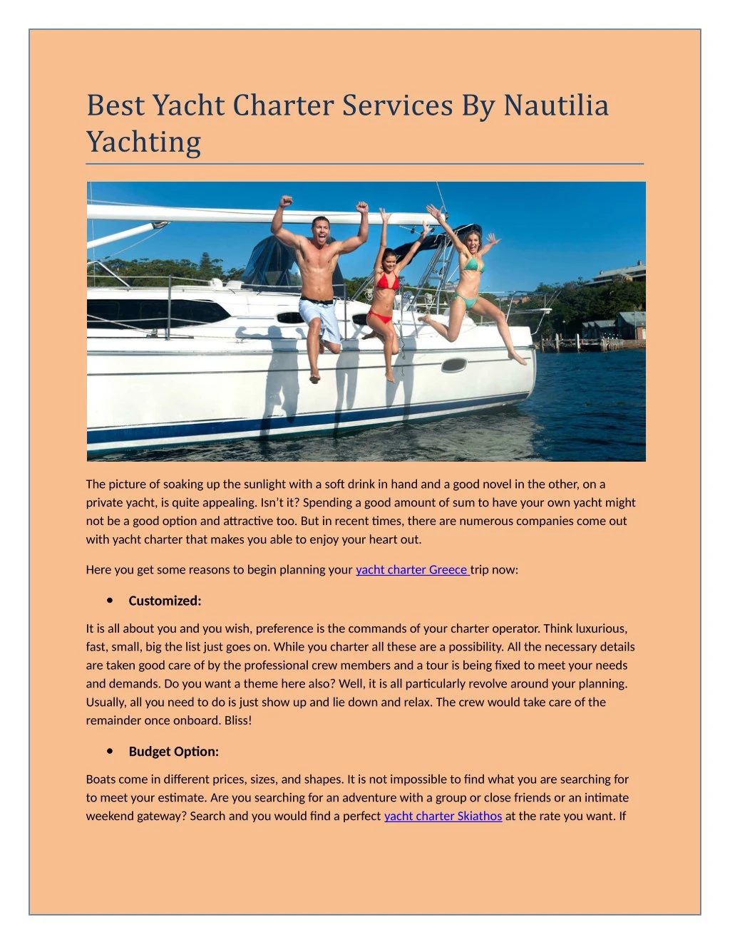 best yacht charter services by nautilia yachting