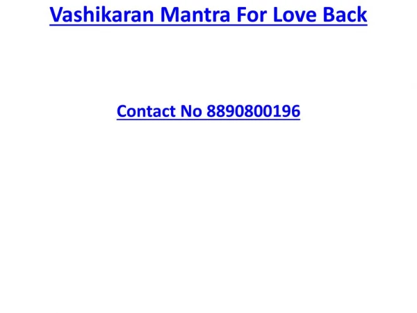 Vashikaran Mantra For Love Back