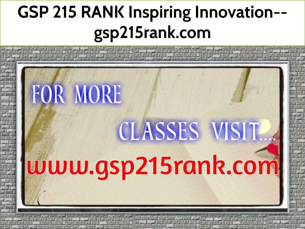 gsp 215 rank inspiring innovation gsp215rank com