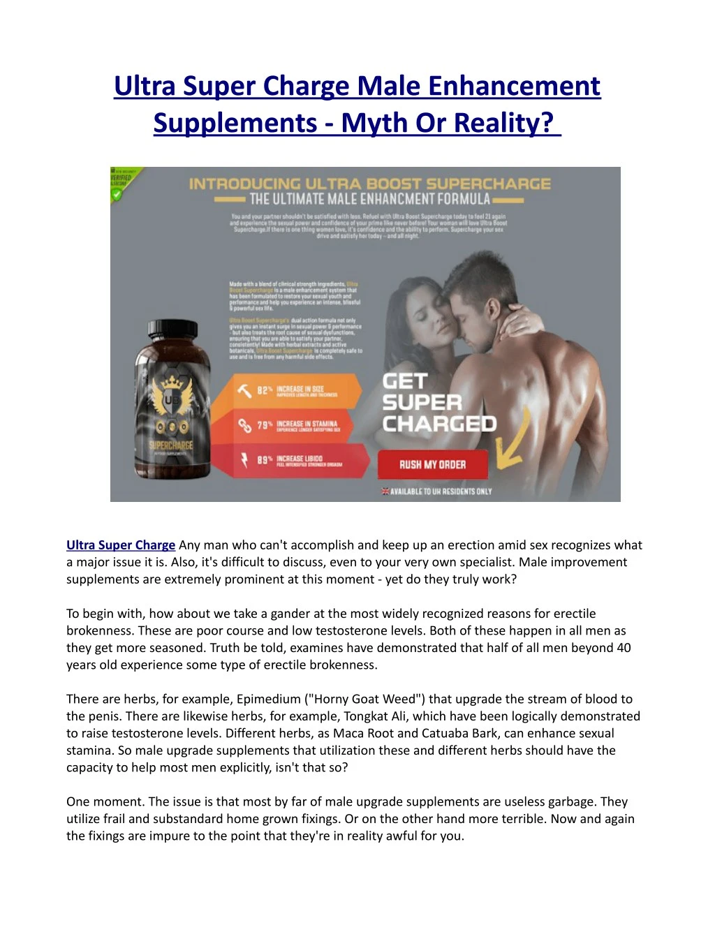 ultra super charge male enhancement supplements