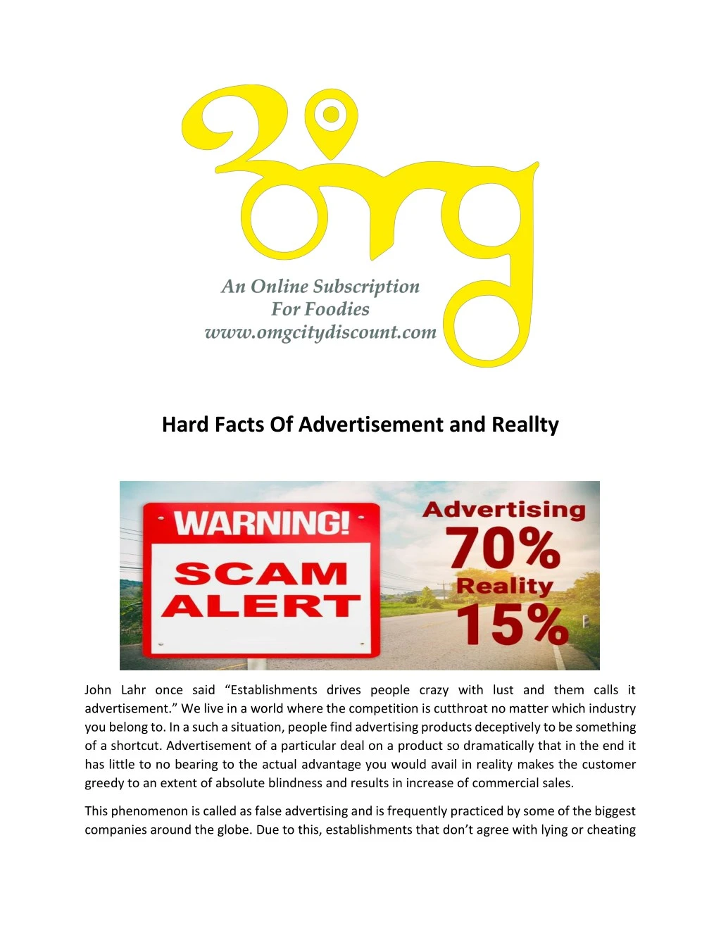 hard facts of advertisement and reallty