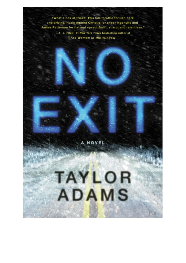 Free No Exit By Taylor Adams in format PDF / EPUB / Mobi
