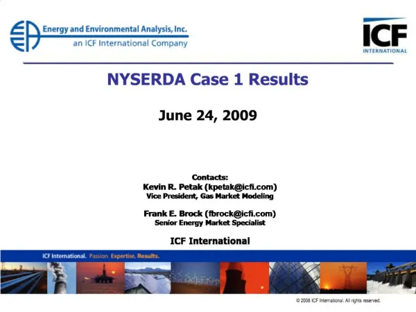 NYSERDA Case 1 Results June 24, 2009