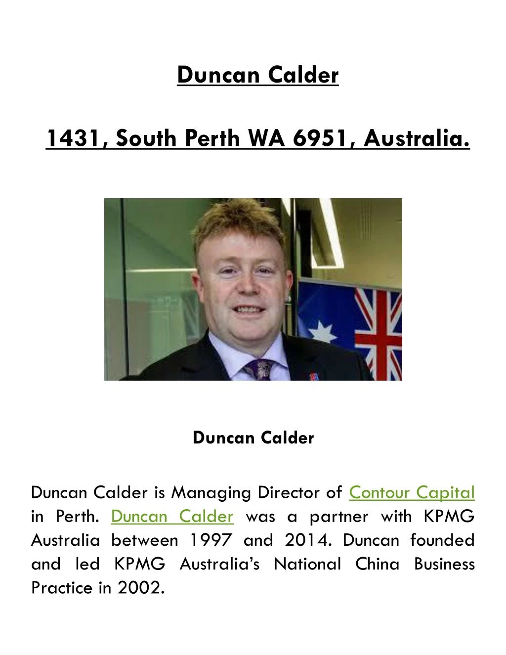 duncan calder 1431 south perth wa 6951 australia