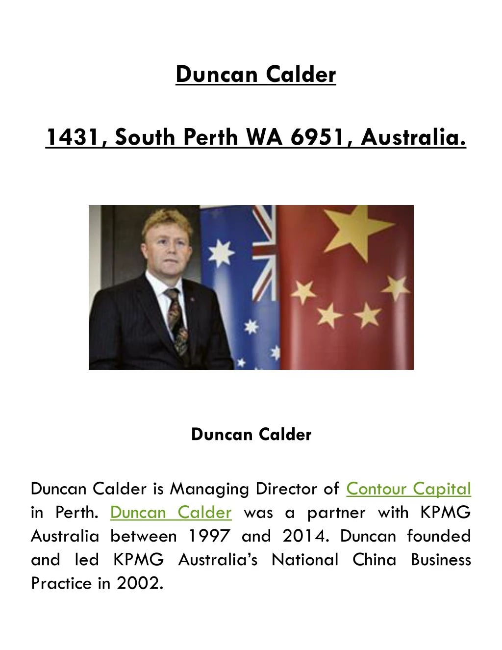 duncan calder 1431 south perth wa 6951 australia