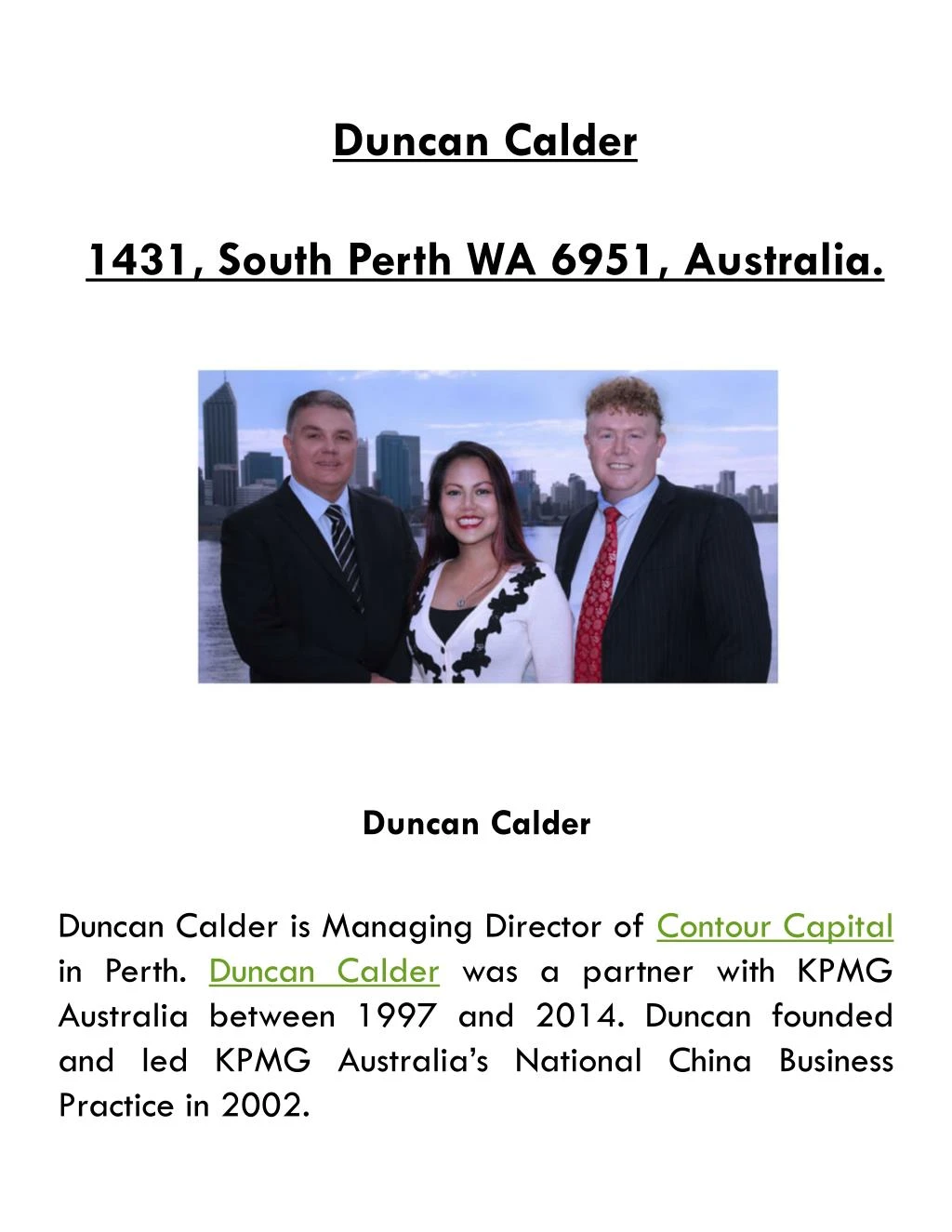 duncan calder 1431 south perth wa 6951 australia