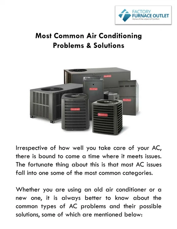 Most Common Air Conditioning Problems & Solutions