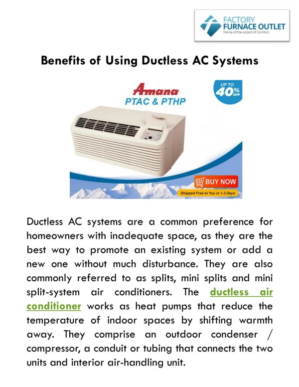 Benefits of Using Ductless AC Systems