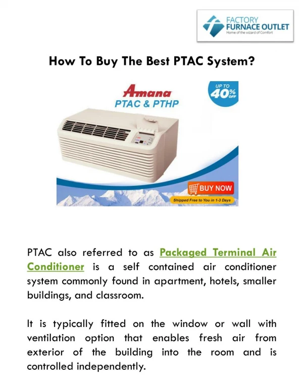 How To Buy The Best Ptac System?