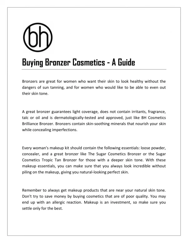 Buying Bronzer Cosmetics - A Guide