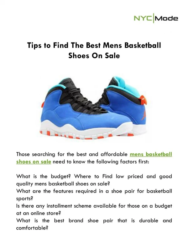 Tips to Find The Best Mens Basketball Shoes On Sale