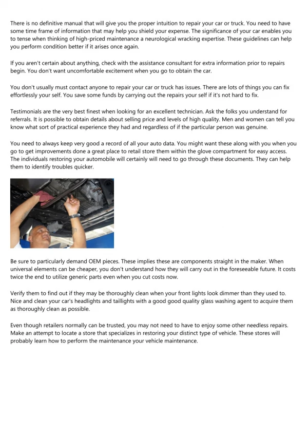 Fixing Your Auto Shortly? Read Through This First!