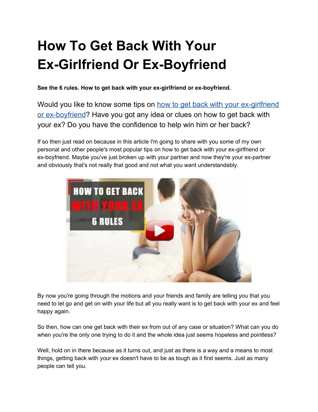 how to get back with your ex girlfriend