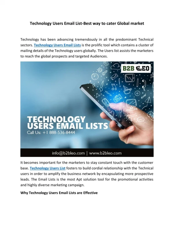Technology Users Email Lists | Technology Users Email Database