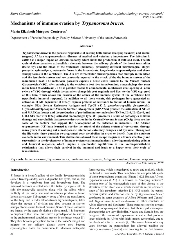 Mechanisms of immune evasion by Trypanosoma brucei