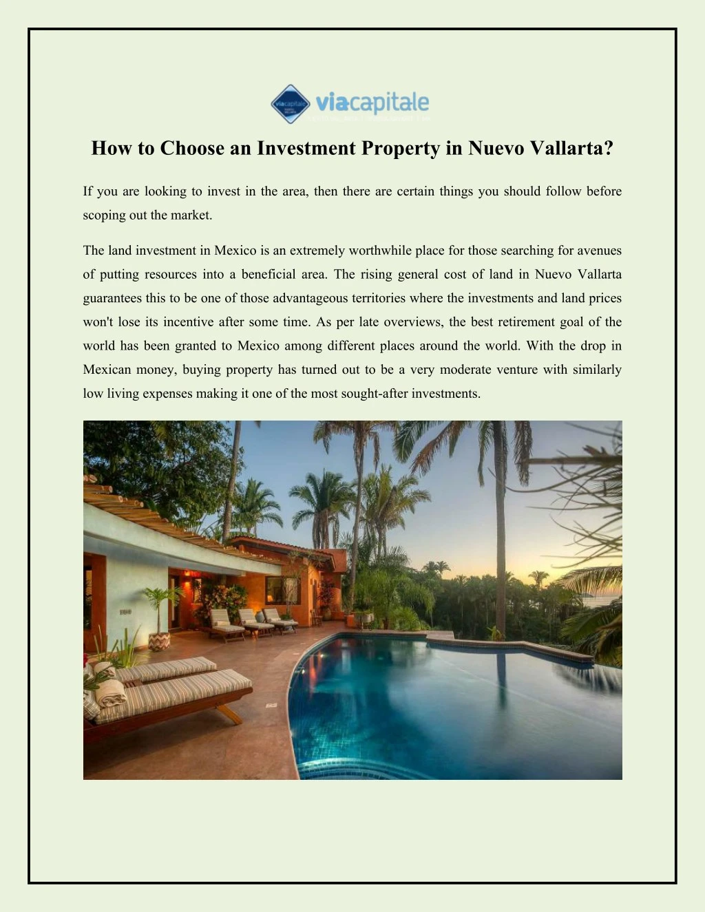 how to choose an investment property in nuevo