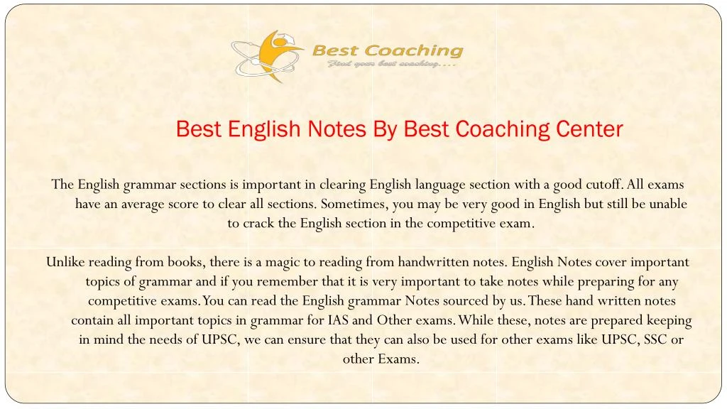 best english notes by best coaching center