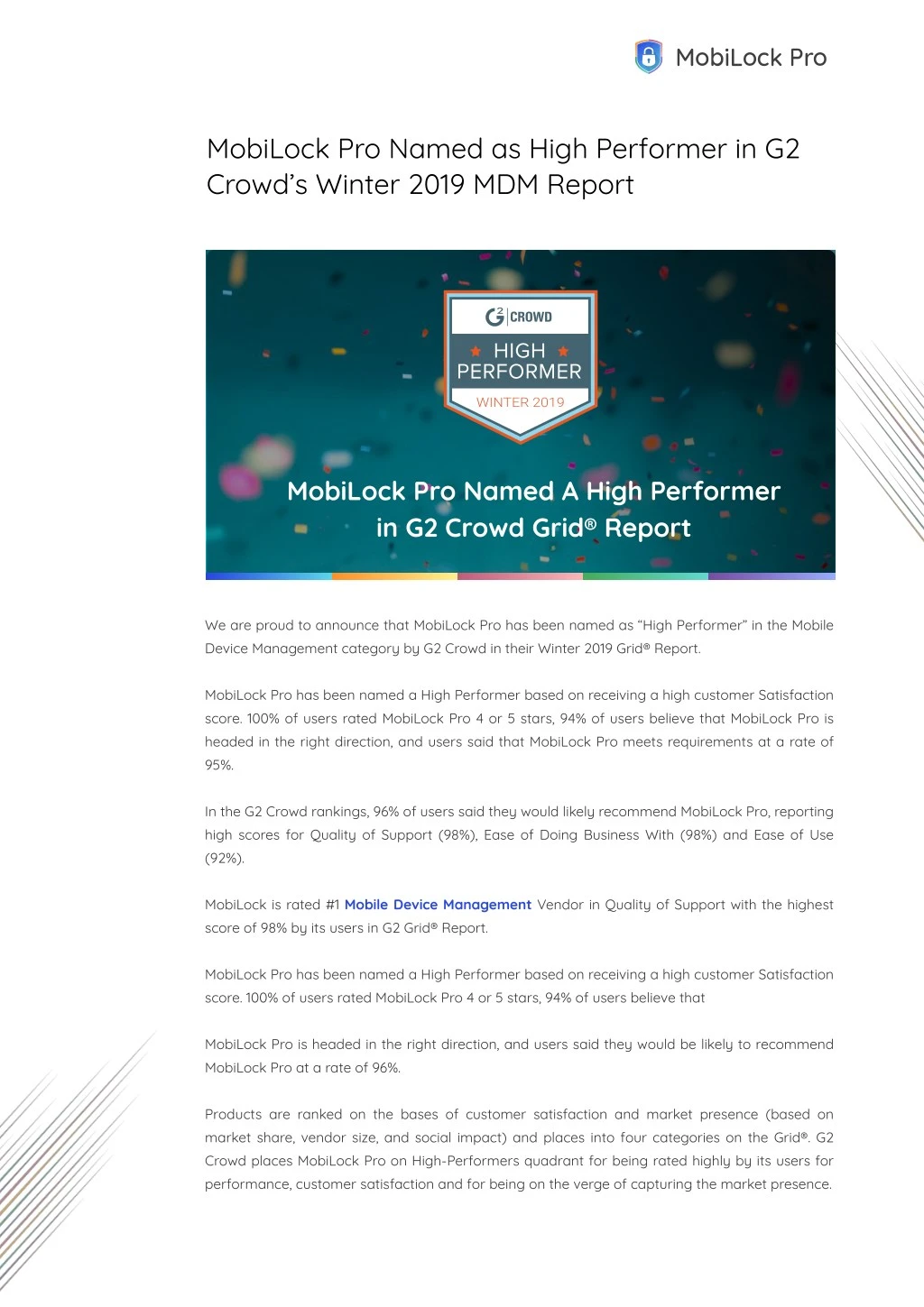 mobilock pro named as high performer in g2 crowd