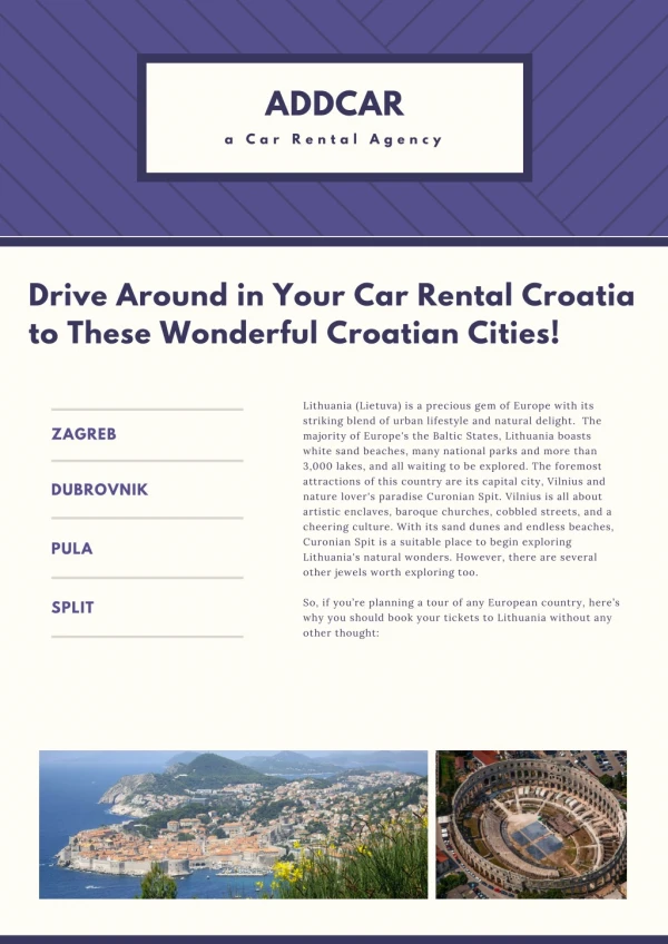 Drive Around in Your Car Rental Croatia to These Wonderful Croatian Cities