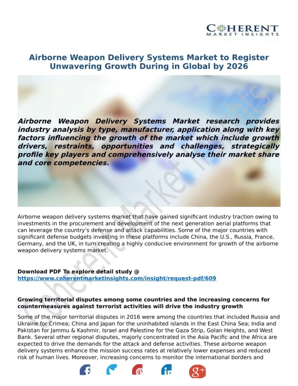 Airborne Weapon Delivery Systems Market to Register Unwavering Growth During in Global by 2026