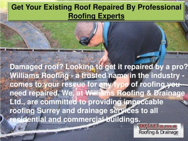 Get Your Existing Roof Repaired By Professional Roofing Experts