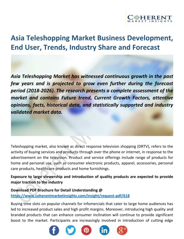 Asia Teleshopping Market Business Development, End User, Trends, Industry Share and Forecast to 2026