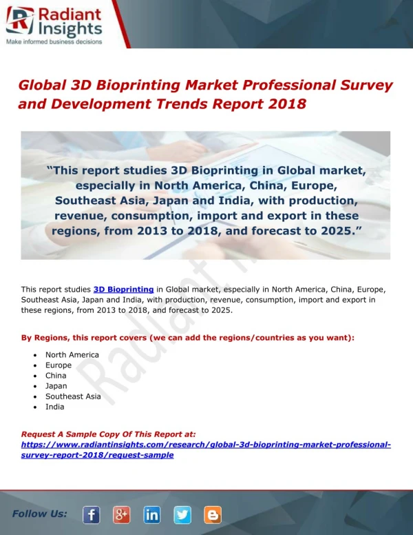 Global 3D Bioprinting Market Professional Survey and Development Trends Report 2018