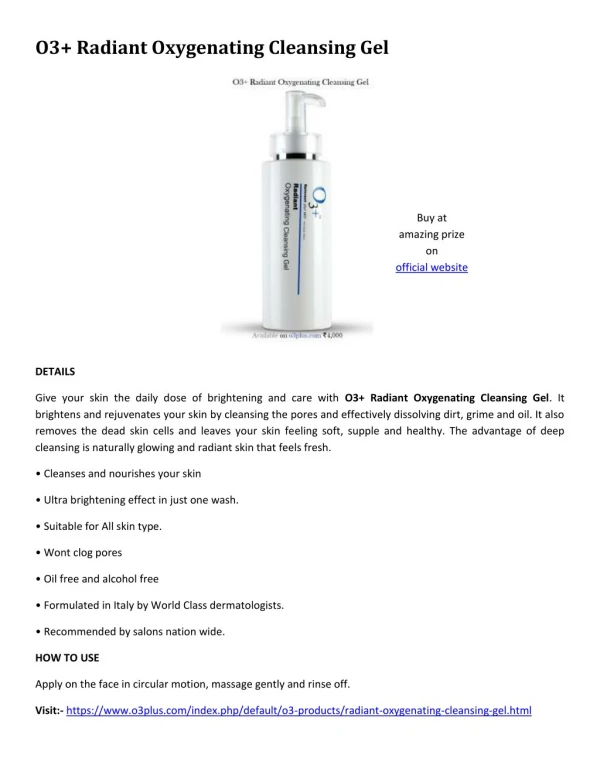 O3 Radiant Oxygenating Cleansing Gel