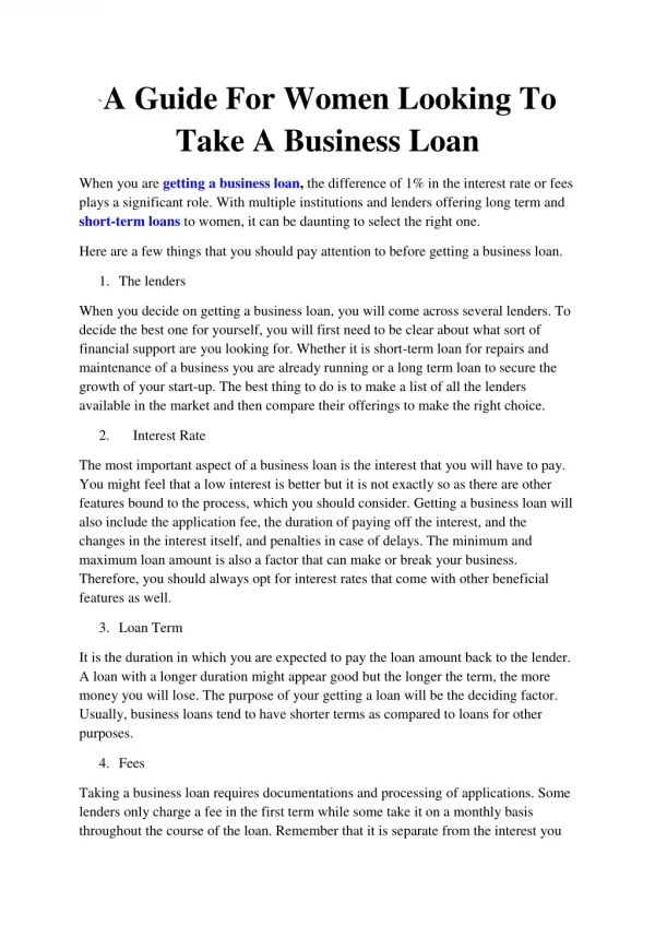 A Guide For Women Looking To Take A Business Loan
