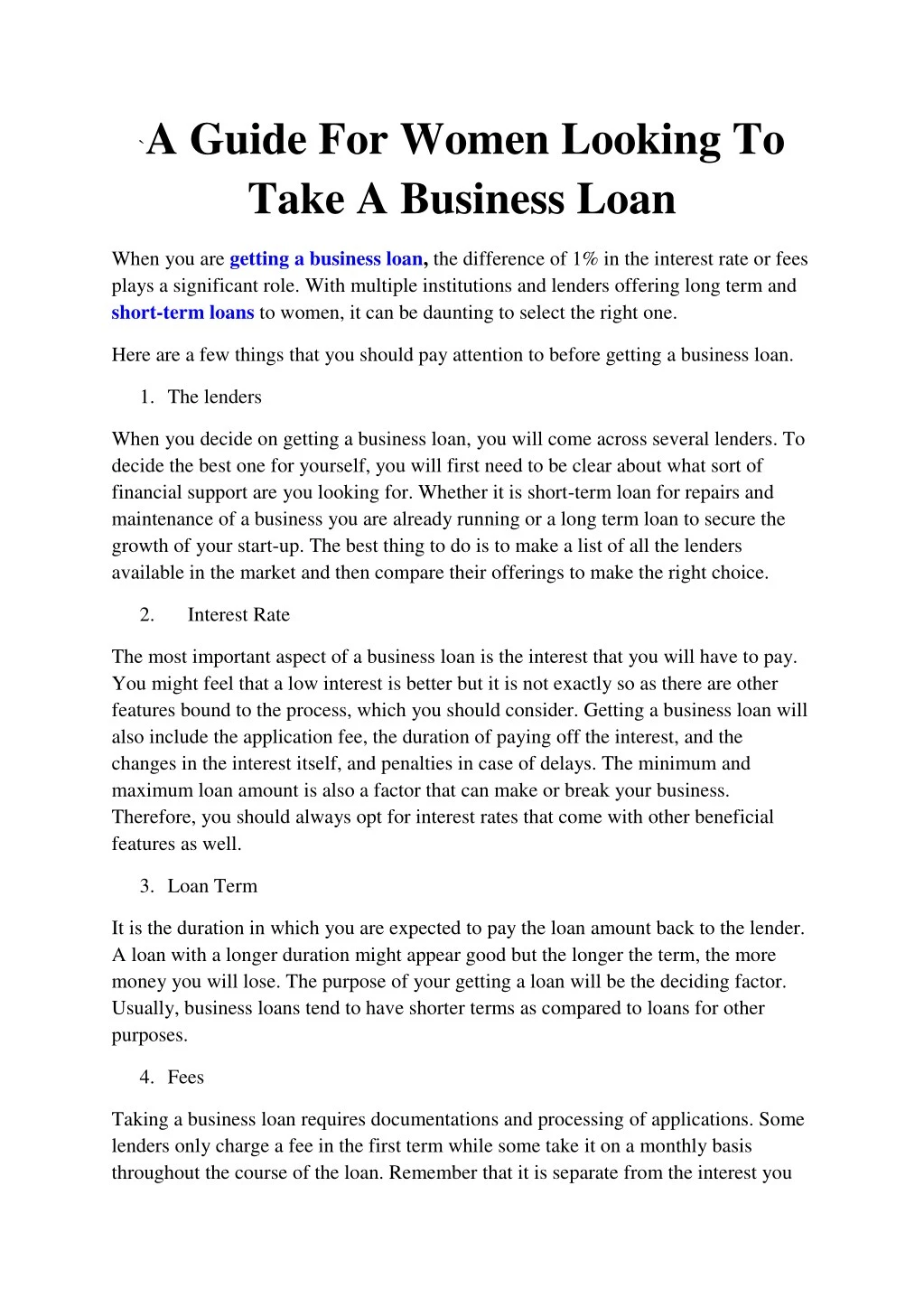 a guide for women looking to take a business loan