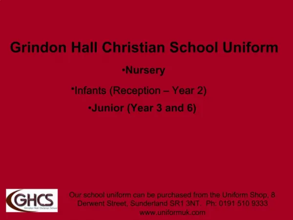 Grindon Hall Christian School Uniform