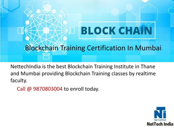 Blockchain training certification in Mumbai.