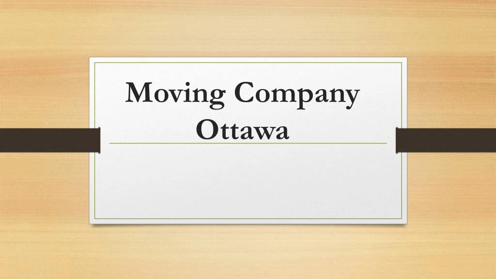 moving company ottawa