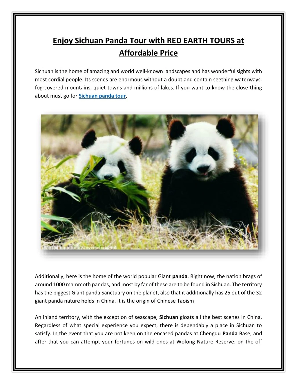 enjoy sichuan panda tour with red earth tours