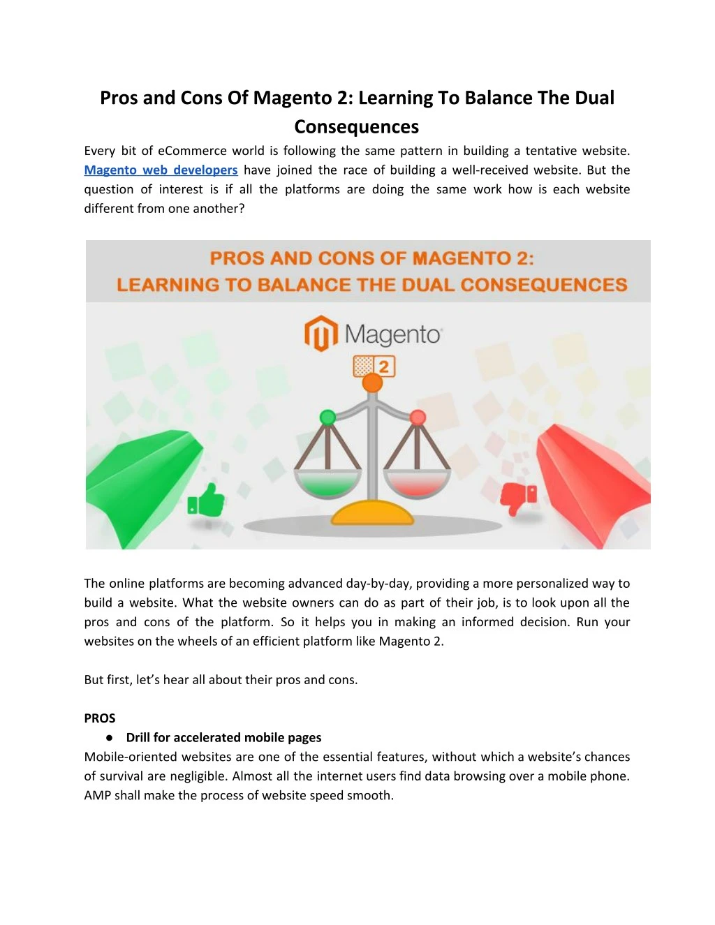 pros and cons of magento 2 learning to balance